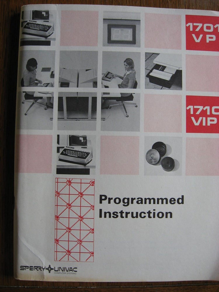 Item #R321 Programmed Instruction manual for 1701 VP, 1710 VIP key punch operation. Sperry Univac.