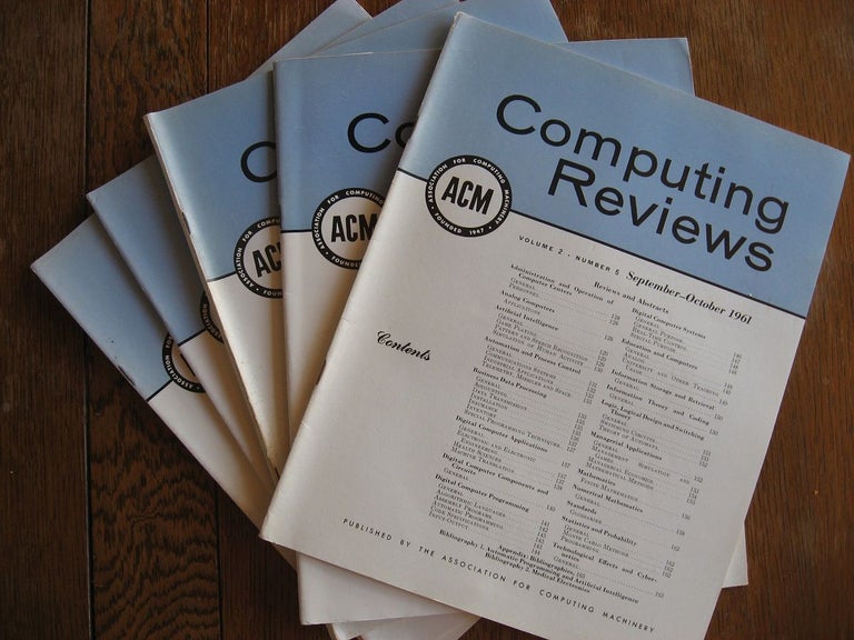 Item #R385 Computing Reviews 1961, volume 2 numbers 1 through 5 (individual issues, January through October inclusive). ACM.