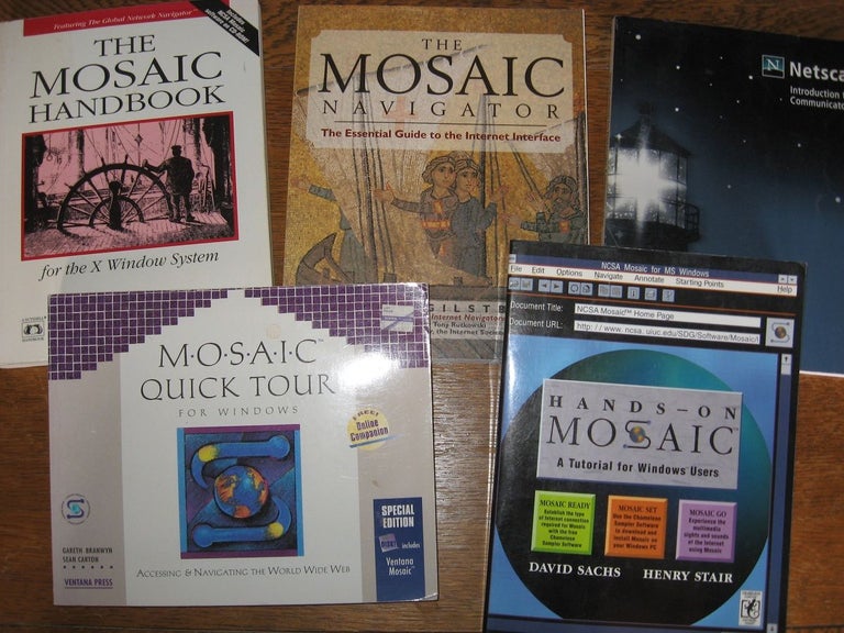 Item #R464 5 (Five) Mosaic and Navigator (Netscape) books, some with disks. see list.