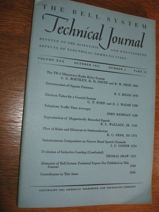 Item #R467 Bell System Technical Journal volume XXX, number 4, October 1951, Part II. var BSTJ
