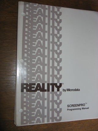 Item #R486 Reality by Microdata, Screenpro Programming Manual, september 1979. Microdata