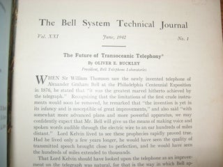 Bell System Technical Journal volume XXI no. 1 June 1942 , complete separate issue