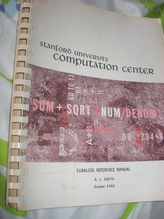 Item #R537 Subalgol Reference Manual, october 1965. RL Smith