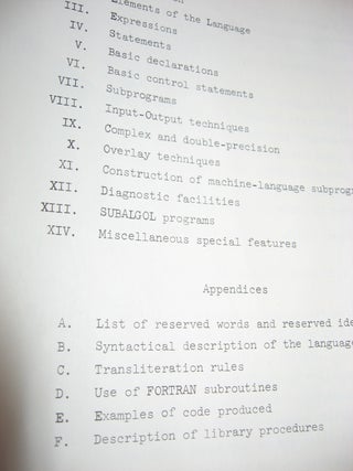 Subalgol Reference Manual, october 1965