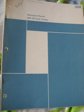Item #R547 Reference Manual IBM 59 Card Verifier. IBM