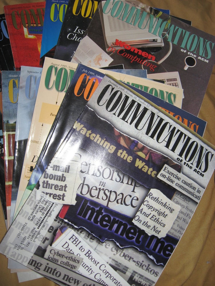 Item #R558 Communications of the ACM 1995, full year, 12 individual issues; volume 38 numbers 1 through 12 inclusive. ACM.