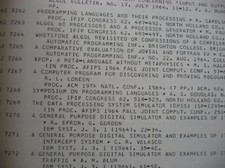 7 volumes of ACM incl. 2 Comprehensive Bibliography of Computing Literature; 2 Permuted (Kwic) Index to Computing Reviews; and 3 Roster of Members